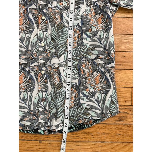 Ariat Retro Fit Men’s Tropical Leaf Print Short Sleeve Button Shirt Small - Picture 6 of 6